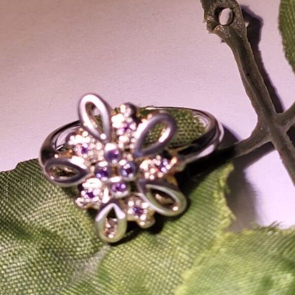 JT New Silver-Plated Cubic Zirconia Ring Size 7 - Picture 4 of 8